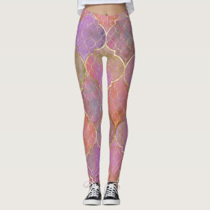 Leggings Geométrica abstracta: acuarela dorada marroquí