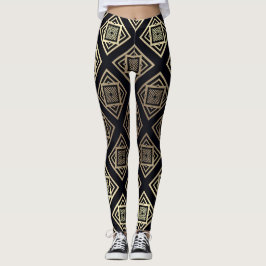 Leggings Geométrica de oro y negro