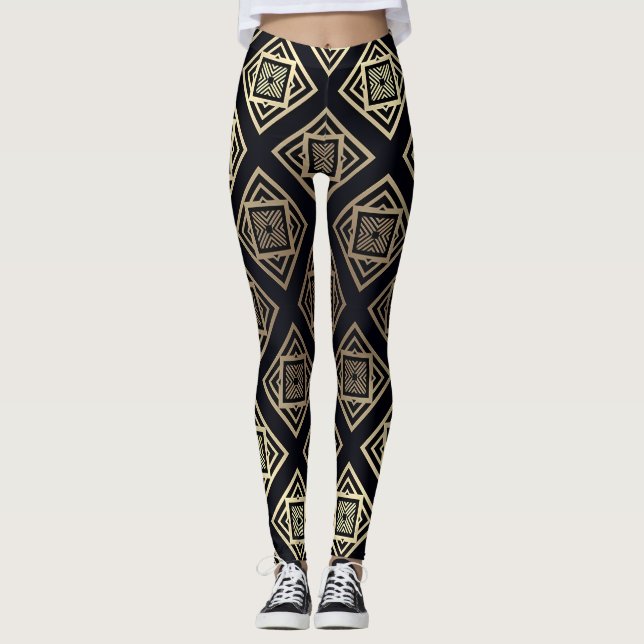 Leggings Geométrica de oro y negro (Anverso)