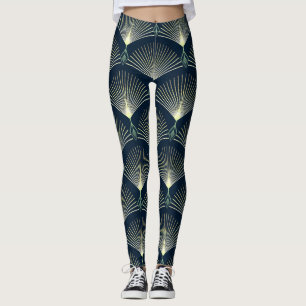 Leggings Geométrica Elegante: Art Deco Azul.