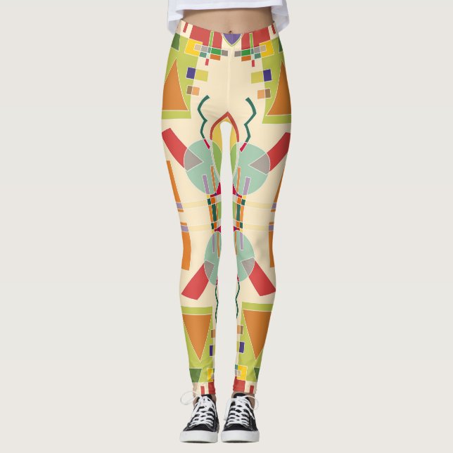 Leggings Geométrico artístico: patrón colorido sin foco (Anverso)