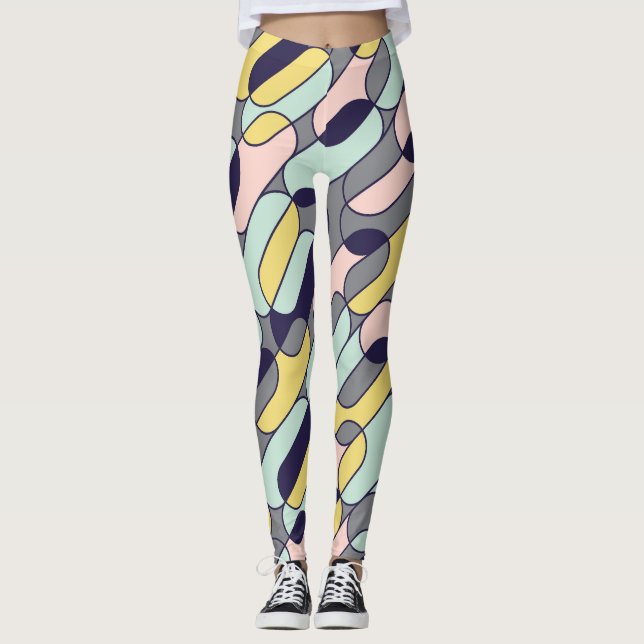 Leggings Geométrico de colores pálidos: patrón retro (Anverso)