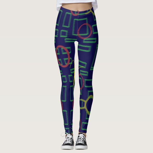 Leggings Geométrico de cuadrados azules (Anverso)