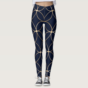 Leggings Geométrico de época: Resumen azul de oro