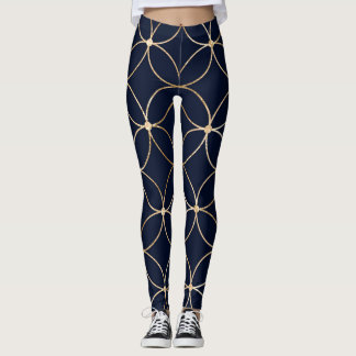 Leggings Geométrico de época: Resumen azul de oro