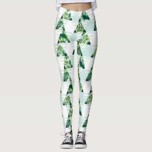 Leggings Geométrico de triángulos tropicales verde de la Ca