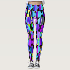 Leggings Geométrico moderno en morado y azul
