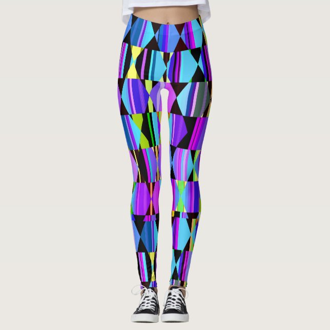 Leggings Geométrico moderno en morado y azul (Anverso)