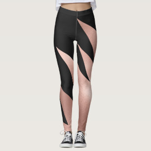 Leggings Geométrico negro de oro moderno de Rosa Girly