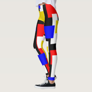 Leggings Geométrico rojo, amarillo, negro y azul