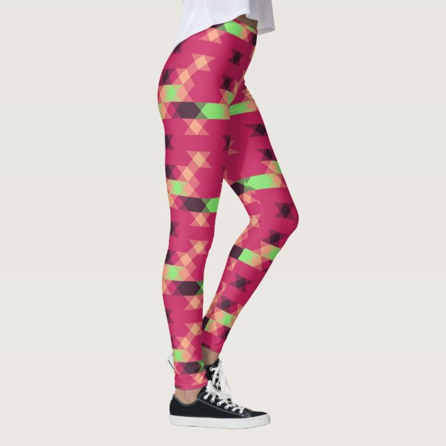 Leggings geométrico rosa y verde (Derecha)