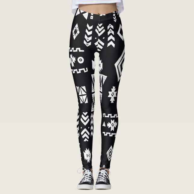 Leggings Geométrico tribal: fondo elegante y sin costuras. (Anverso)
