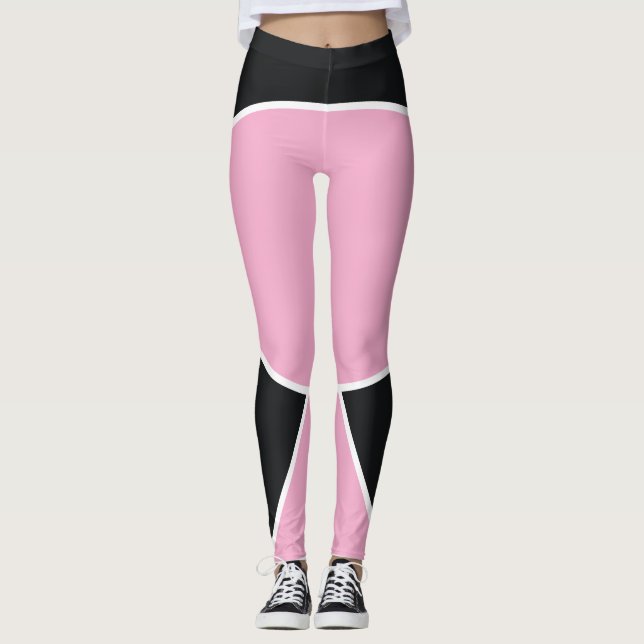 Leggings Geométricos Abstractos de Negro y Rosa (Anverso)