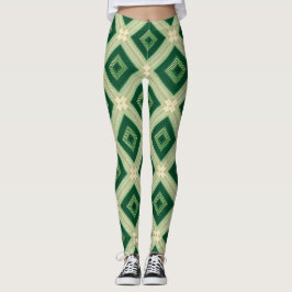 Leggings geométricos de diamante verde esmeralda p