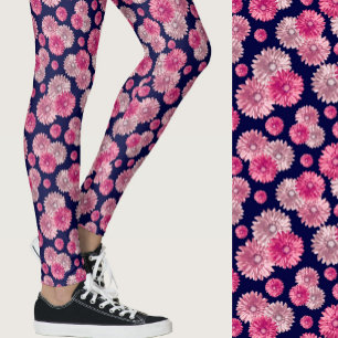 Leggings Gerbera de margarita rosa con estampado floral