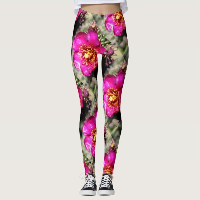 Leggings gigantescas flores de peras rosadas (Anverso)