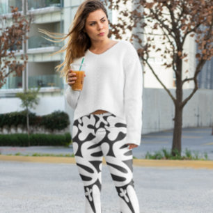 Leggings gimnasia elegante en blanco y negro