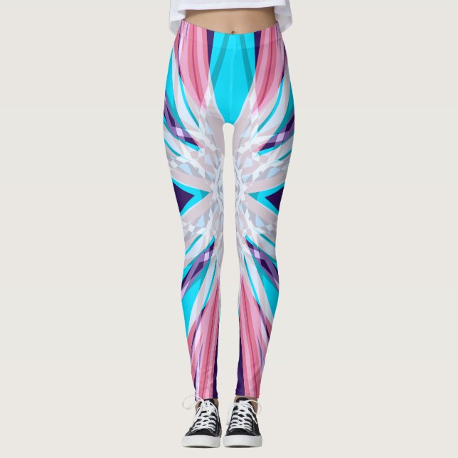 Leggings Gimnasio Blue Purple Pink White Winter Snowflake Y (Anverso)