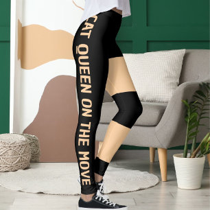 Leggings Gimnasio de gato negro de la marina personalizada