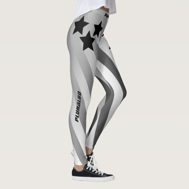 Leggings gimnasio de gradiente gris blanco negro monogramad (Derecha)