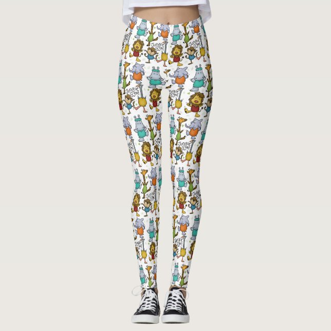 Leggings Gimnasio de la jungla Ejerciendo Animales (Anverso)