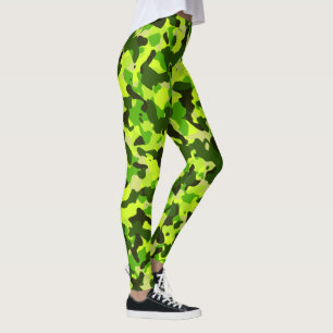 Leggings Gimnasio del patrón de camuflaje Neon Green Yoga