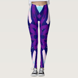 Leggings Gimnasio del patrón retro detro azul púrpura