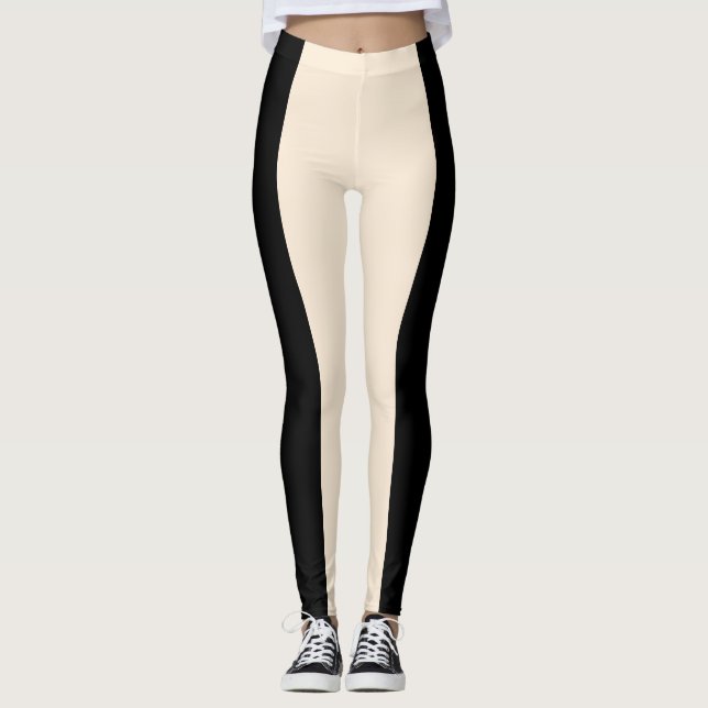 Leggings Gimnasio del salón de Moda moderno Cream & Black S (Anverso)