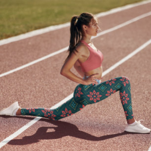 Leggings Gimnasio floral lindo Mujeres de yoga ejerciendo p