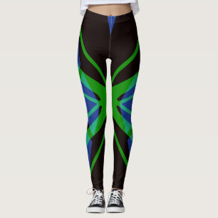 Leggings Gimnasio geométrico azul verde negro abstracto