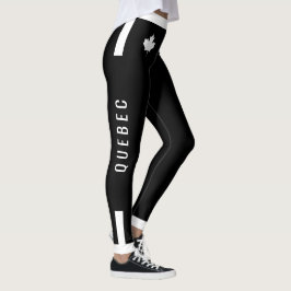 Leggings Gimnasio QUEBEC con arce blanco canadiense en NEGR