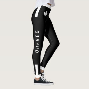 Leggings Gimnasio QUEBEC con arce blanco canadiense en NEGR