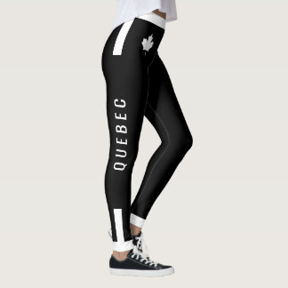 Leggings Gimnasio QUEBEC con arce blanco canadiense en NEGR