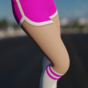 Leggings Gimnasio Retro Rosado Caliente Tubo corto Soportes