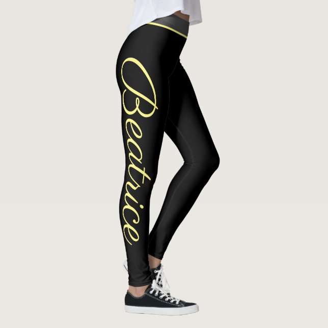 Leggings Gimnasio y gimnasio de escritura amarilla personal (Derecha)