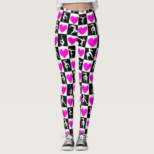 Leggings GIMNASTICAS DE CORAZÓN ROSA Y NEGRA DE bonito