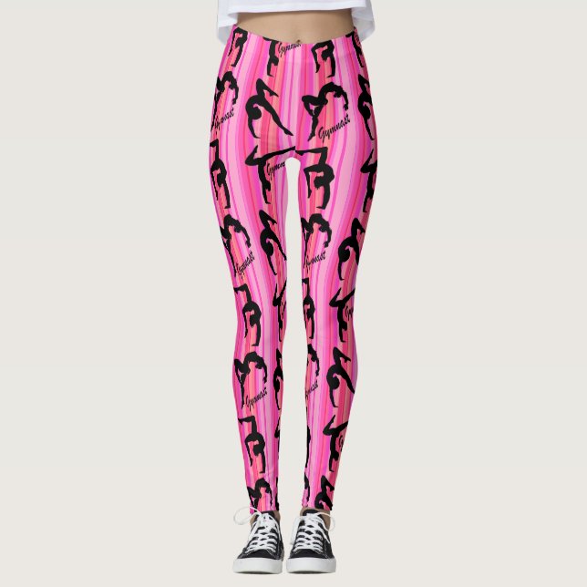 LEGGINGS GIMNASTICAS DE ESTRELLA SUPER PINK STRIPED (Anverso)