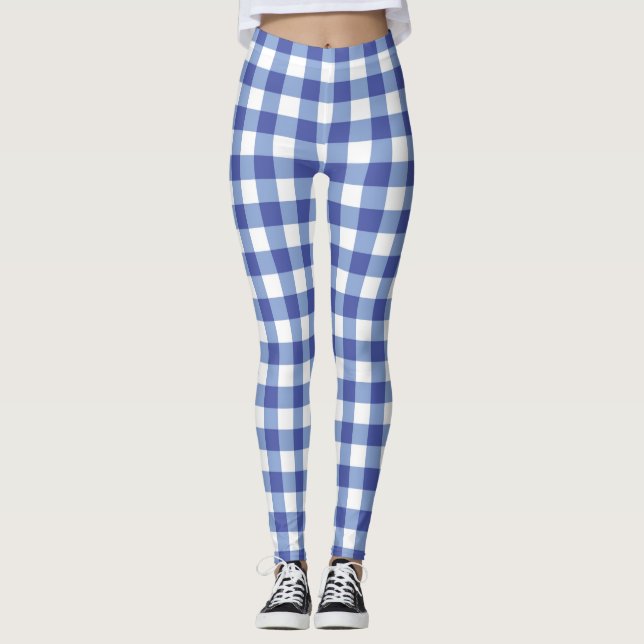 Leggings Gingham Azul y Blanco Cuadros de Vichy Cuadros de  (Anverso)