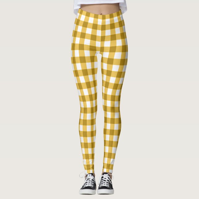 Leggings Gingham Blanco Y Amarillo Comprobado (Anverso)