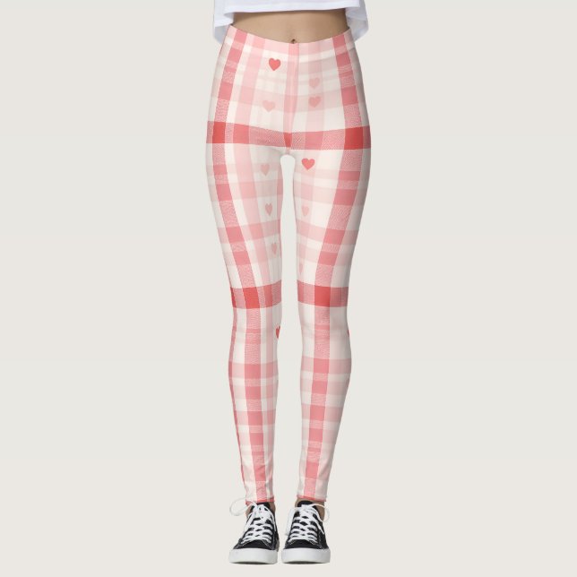 Leggings Gingham Hearts • Classic Sweet Valentine Seamless  (Anverso)