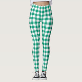 Leggings Gingham Plaid verde moderno