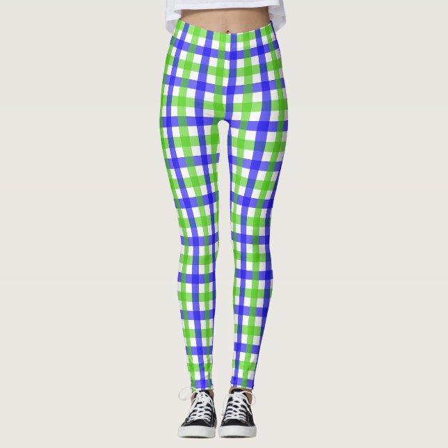 Leggings Gingham Verde Y Azul (Anverso)