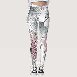 Leggings Gingko biloba dibujado a mano.