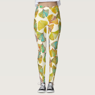 Leggings Gingko Leaves: Arte Resumen de Flores