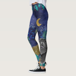 Leggings GINKGO cerdas celestes de vaca negra para el océan