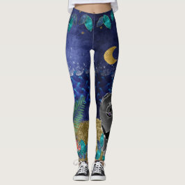 Leggings GINKGO cerdas celestes de vaca negra para el océan