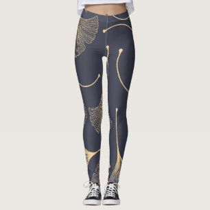Leggings Ginkgo deja un patrón floral sin mar