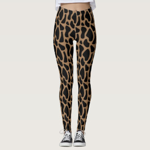 Leggings Giraffe Print Fashion Ladies Black and Mocha