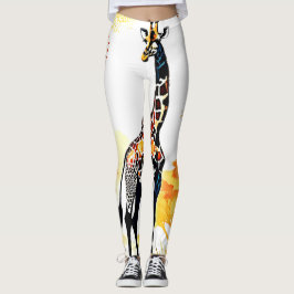 Leggings Giraffe Savannah Art