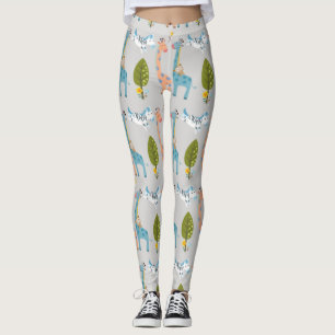 Leggings Giraffe Zebra Y Patrón De Monos